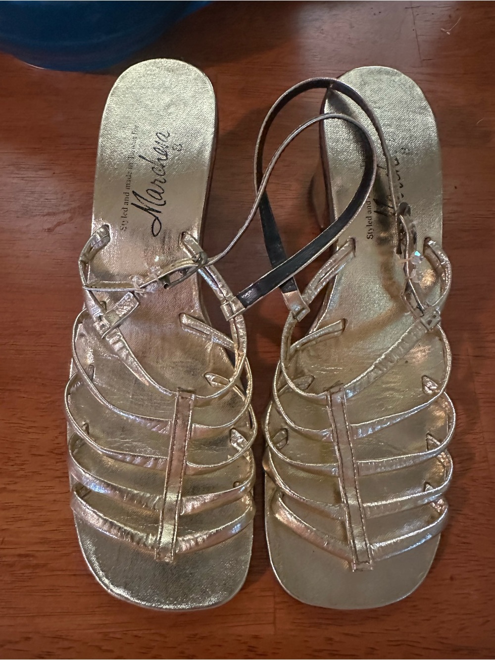Vintage 1960s-1970s gold strappy sandals